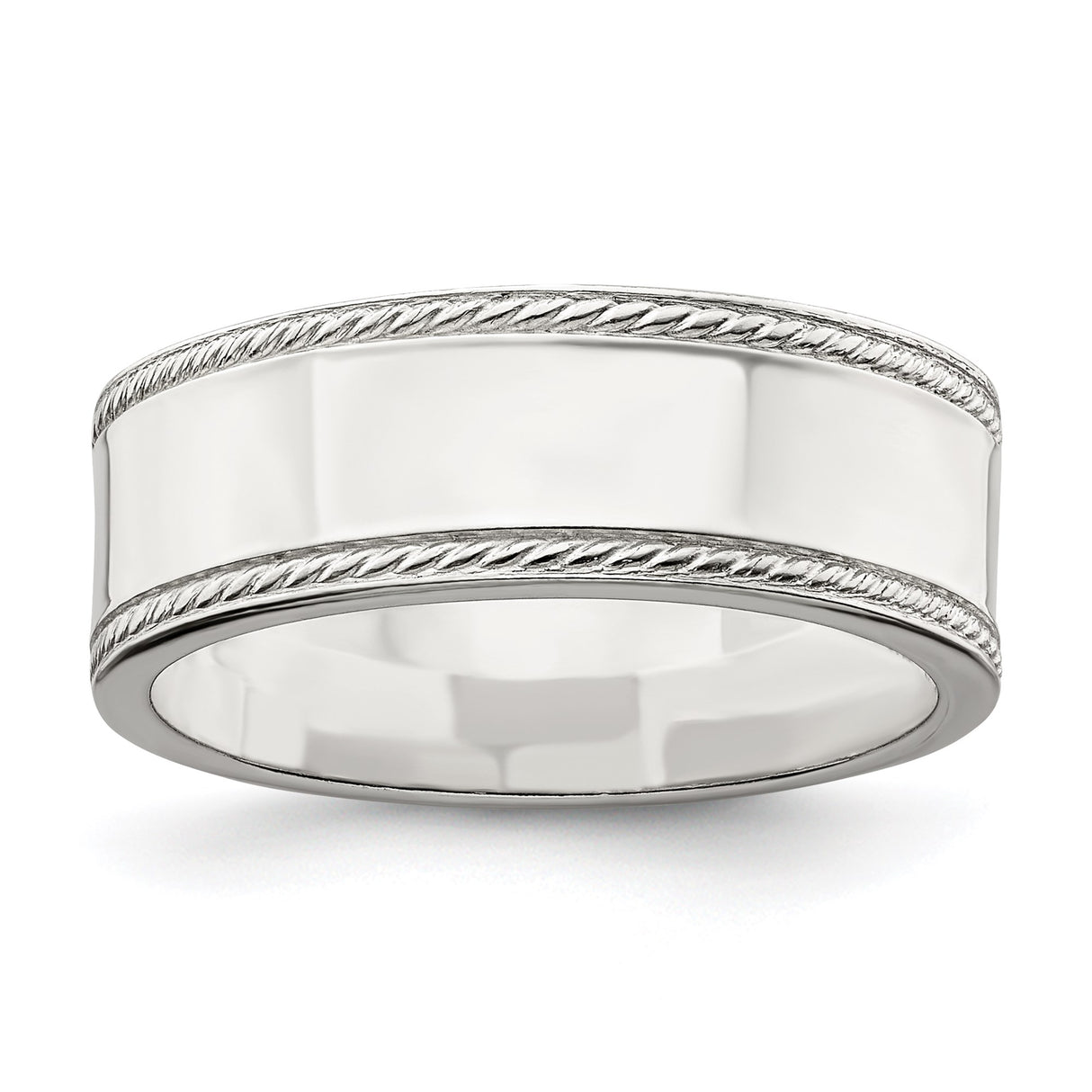 Sterling Silver Milgrain, Flat wedding band ring