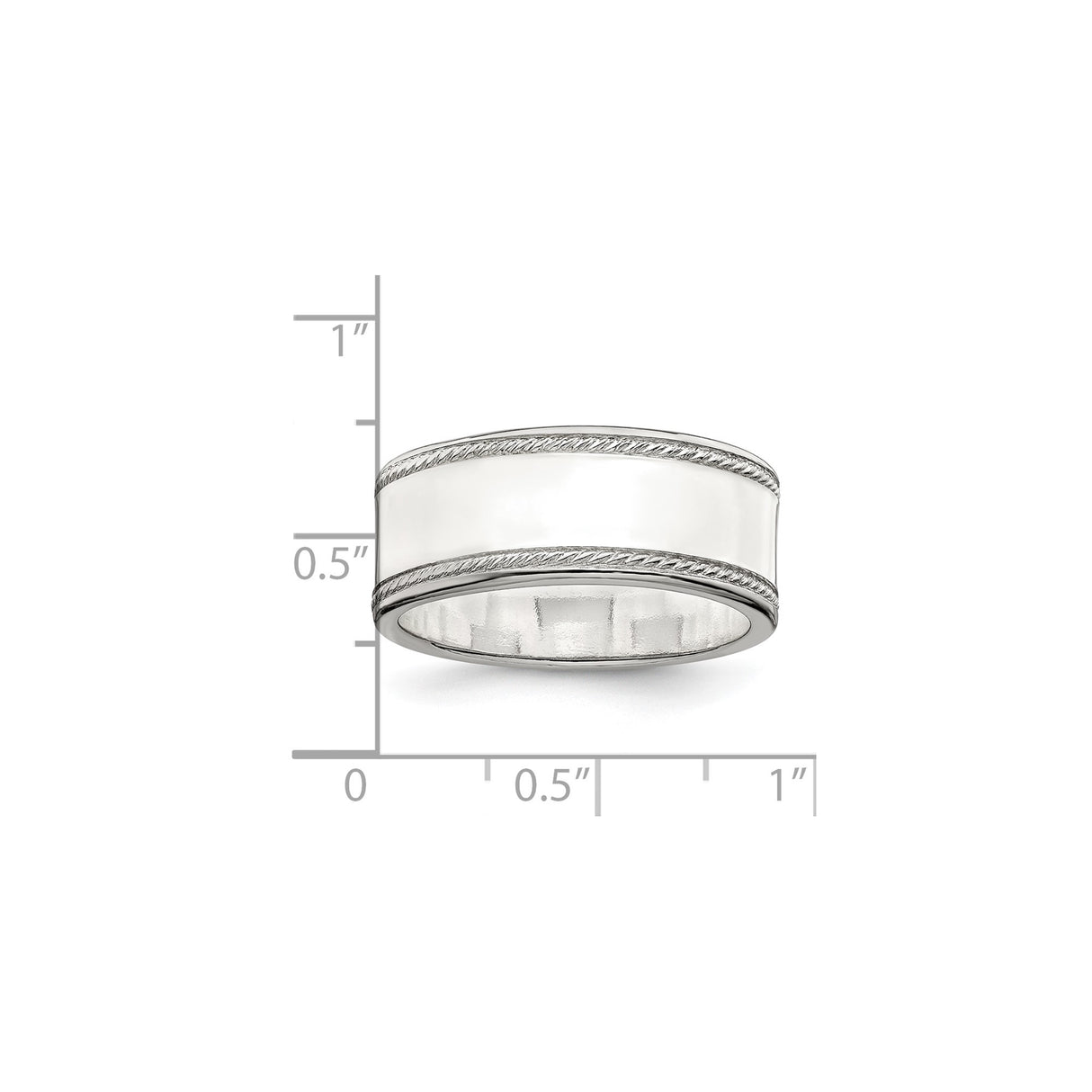 Sterling Silver Milgrain, Flat wedding band ring shown for scale