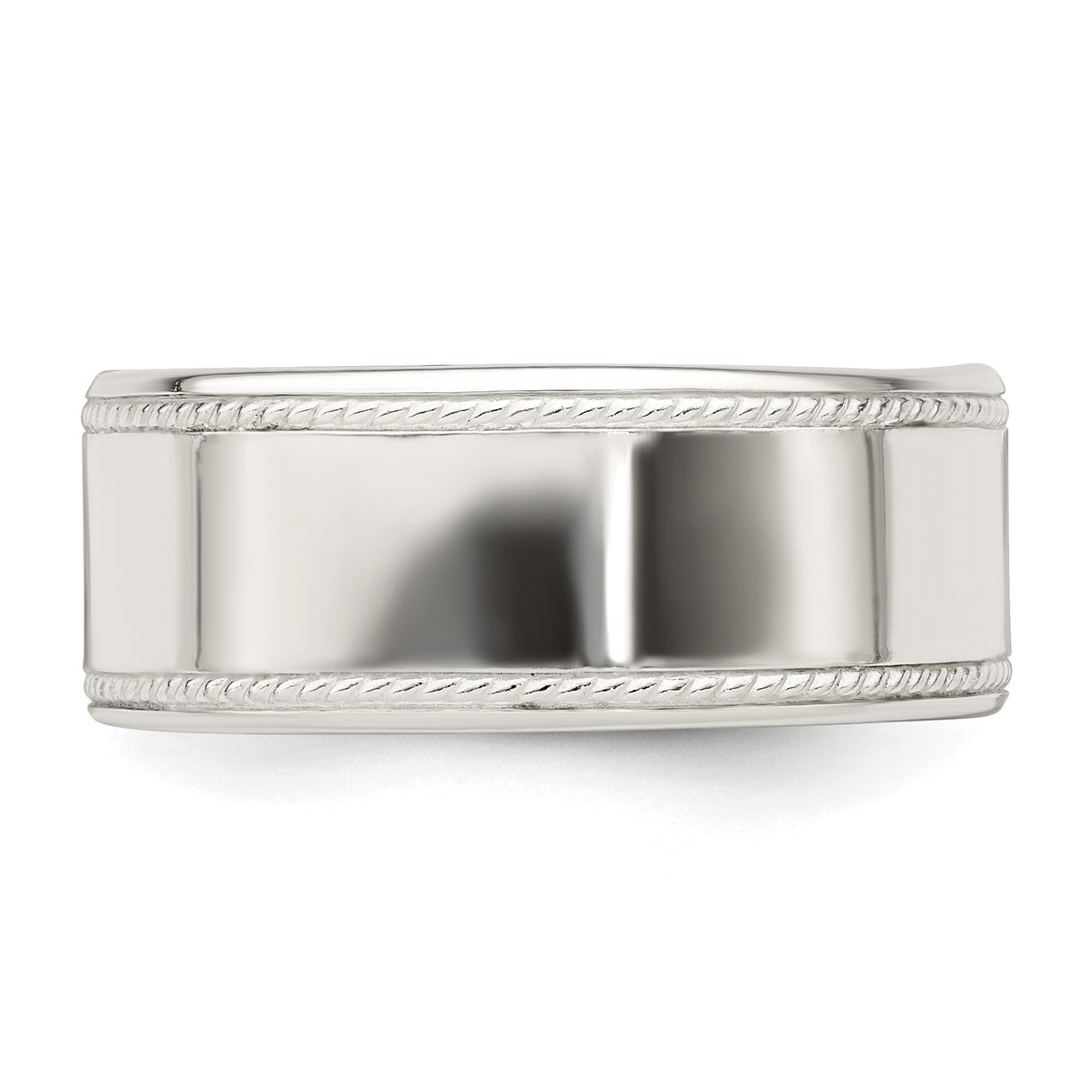 Sterling Silver Milgrain, Flat wedding band ring detail view