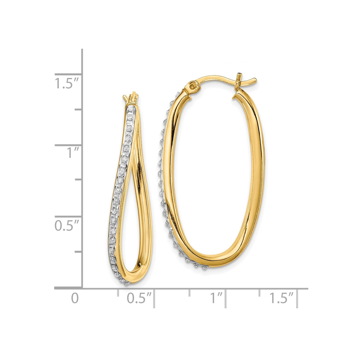 Sterling Silver Twisted Oval Hoop Earrings with Diamond Mystique, Lightweight CZ Style for Women