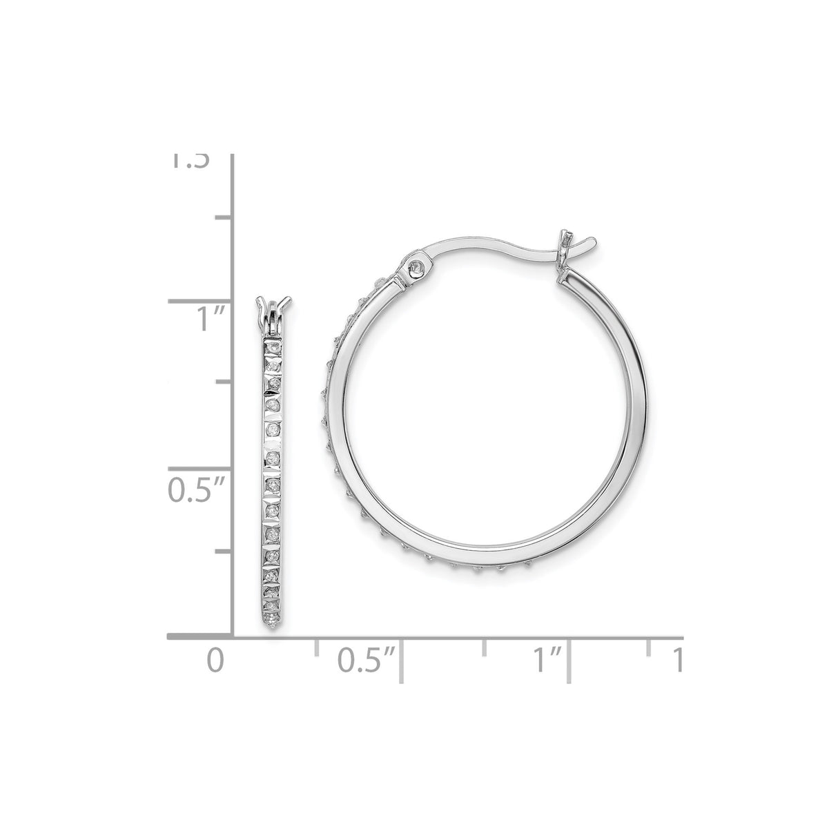Sterling Silver Hoop Earrings with Diamond Mystique, Modern Channel Set Round Design