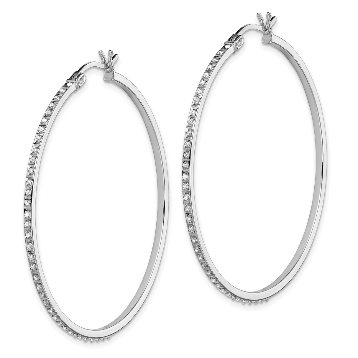 Sterling Silver Hoop Earrings with Diamond Mystique, Modern Minimalist Style for Women
