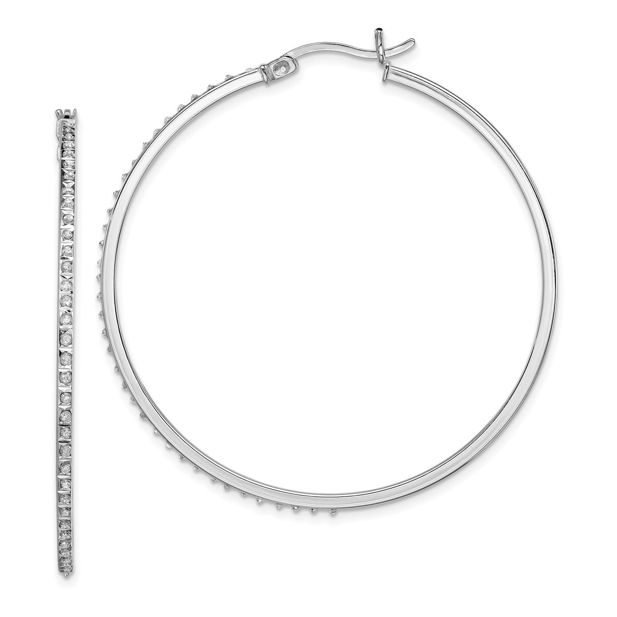Sterling Silver Hoop Earrings with Diamond Mystique, Modern Minimalist Style for Women