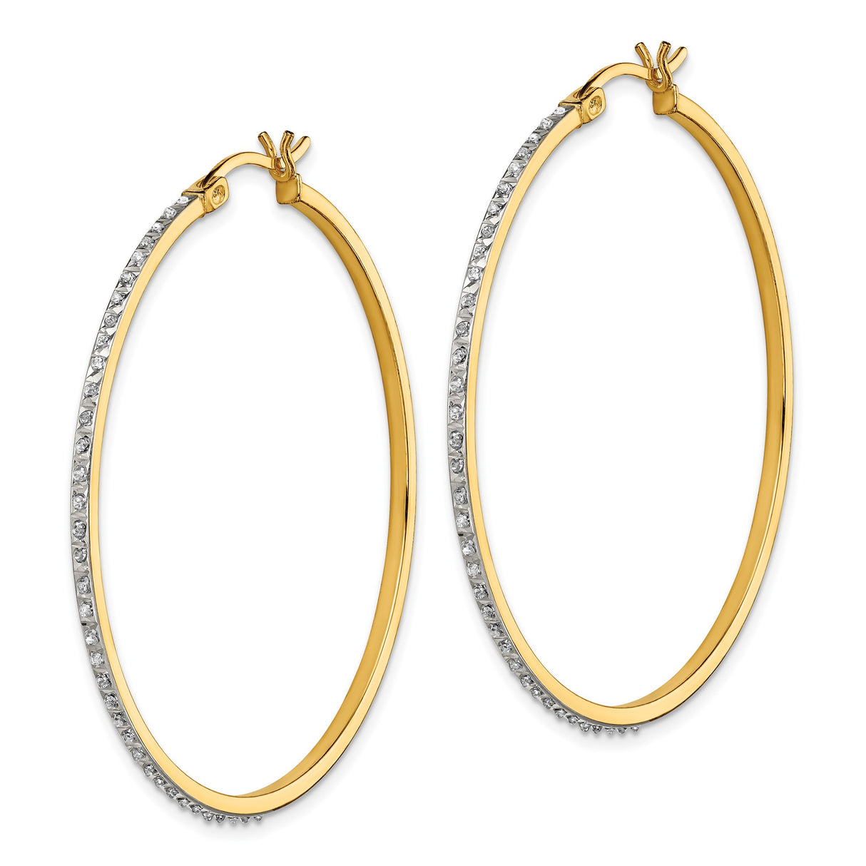 Sterling Silver Hoop Earrings with Diamond Mystique Stones, Large Round Statement Style