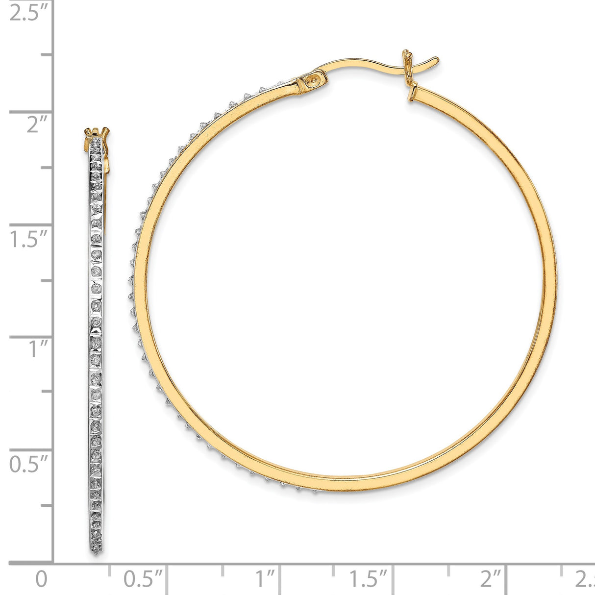 Sterling Silver Hoop Earrings with Diamond Mystique Stones, Large Round Statement Style