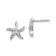 Sterling Silver Starfish Stud Earrings with Diamond Mystique, Nautical Beach Style for Women