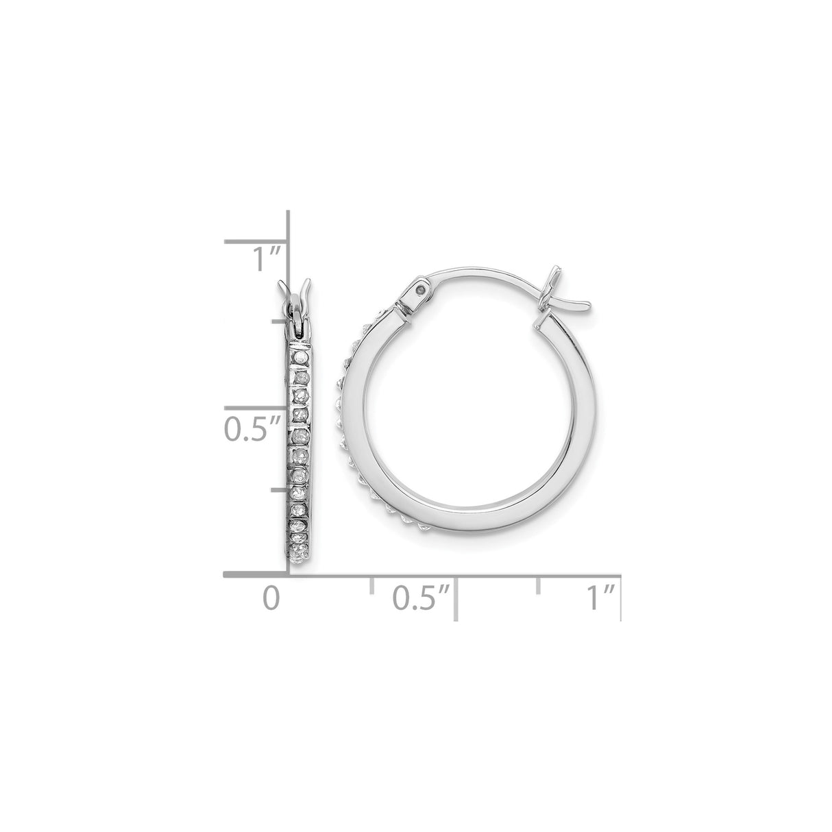 Sterling Silver Hoop Earrings with Diamond Mystique, Classic Latch-Back, Minimalist Design
