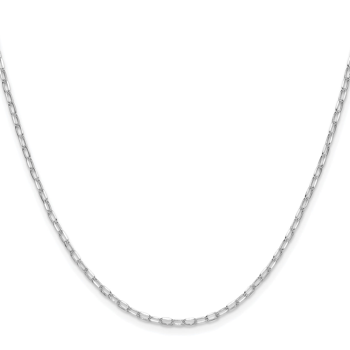 925 White Gold 2 mm Polished Chain Necklace