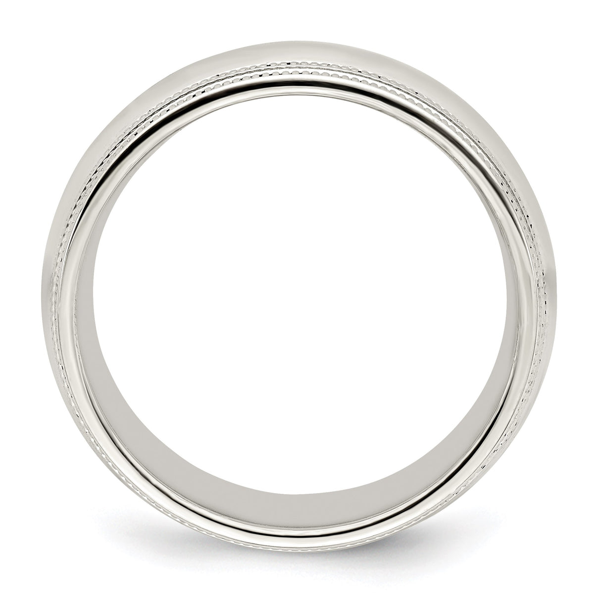 Sterling Silver Milgrain, Comfort Fit wedding band ring alternate angle