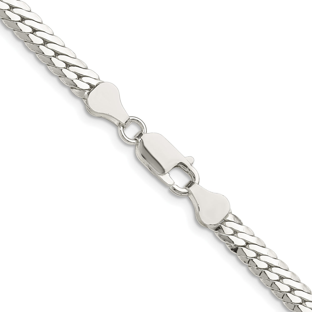 925 White Gold 5.1 mm Curb Chain Necklace, Polished alternate angle