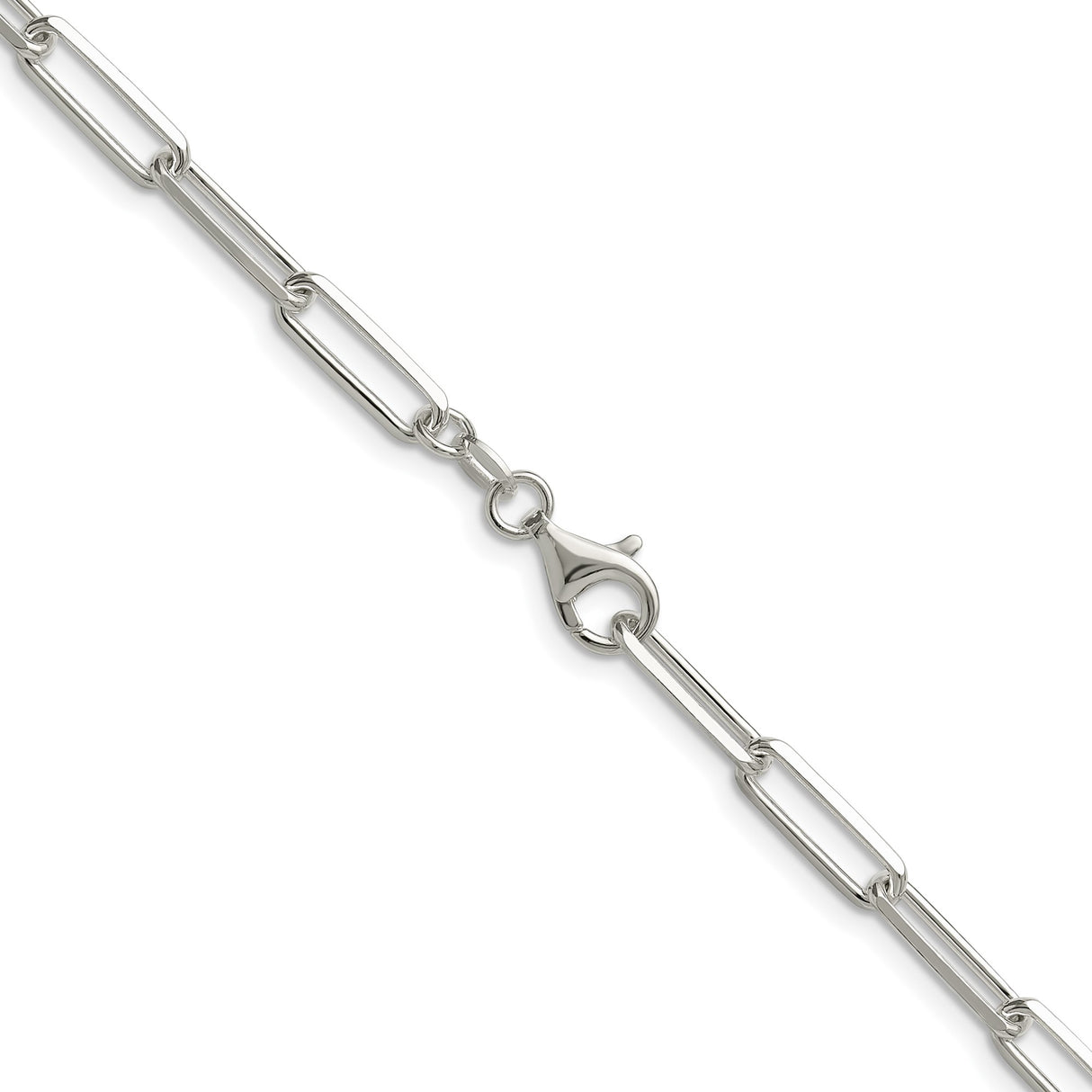 925 White Gold 4.4 mm Paperclip Chain Necklace, Polished alternate angle