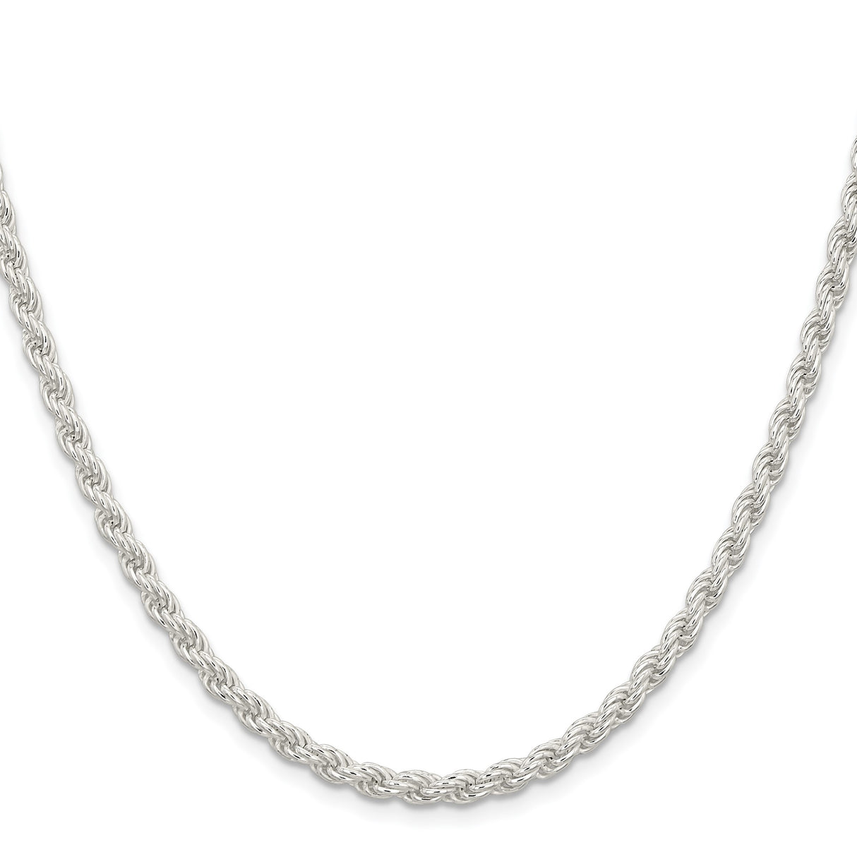 925 White Gold 4.5 mm Rope Chain Necklace, Polished