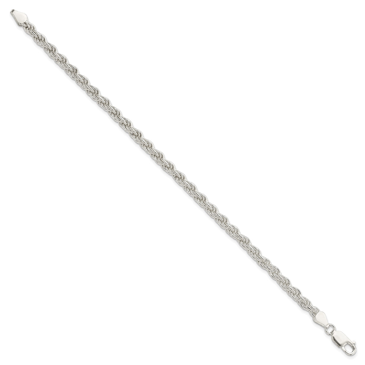 925 White Gold 4.5 mm Rope Chain Bracelet, Polished