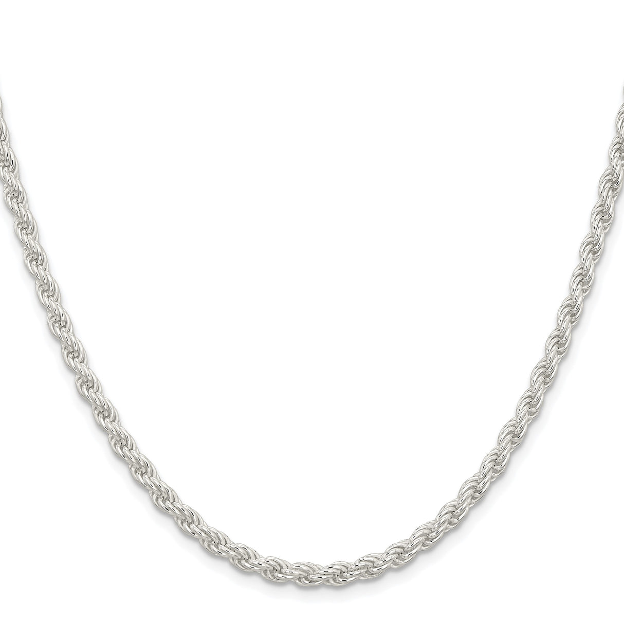 925 White Gold 4.5 mm Rope Chain Necklace, Polished