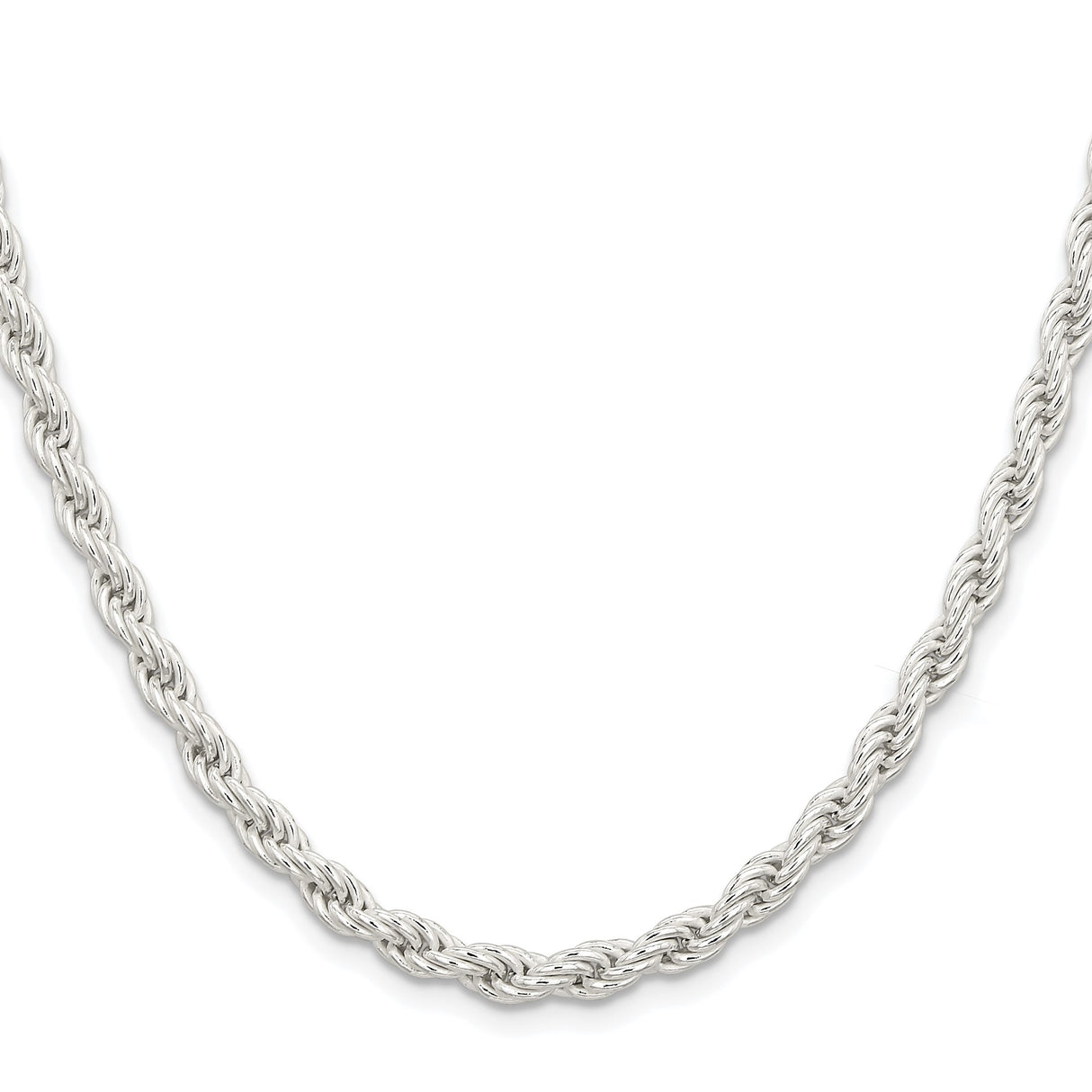 925 White Gold 5 mm Rope Chain Necklace, Polished