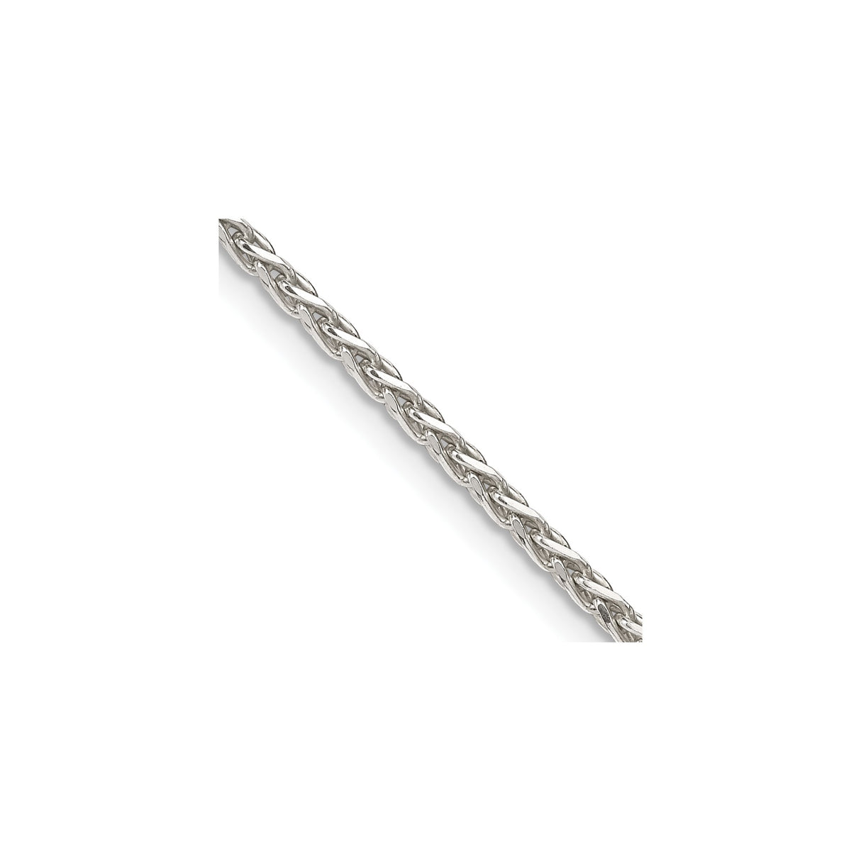 925 White Gold 2 mm Polished Chain Necklace, Solid alternate angle
