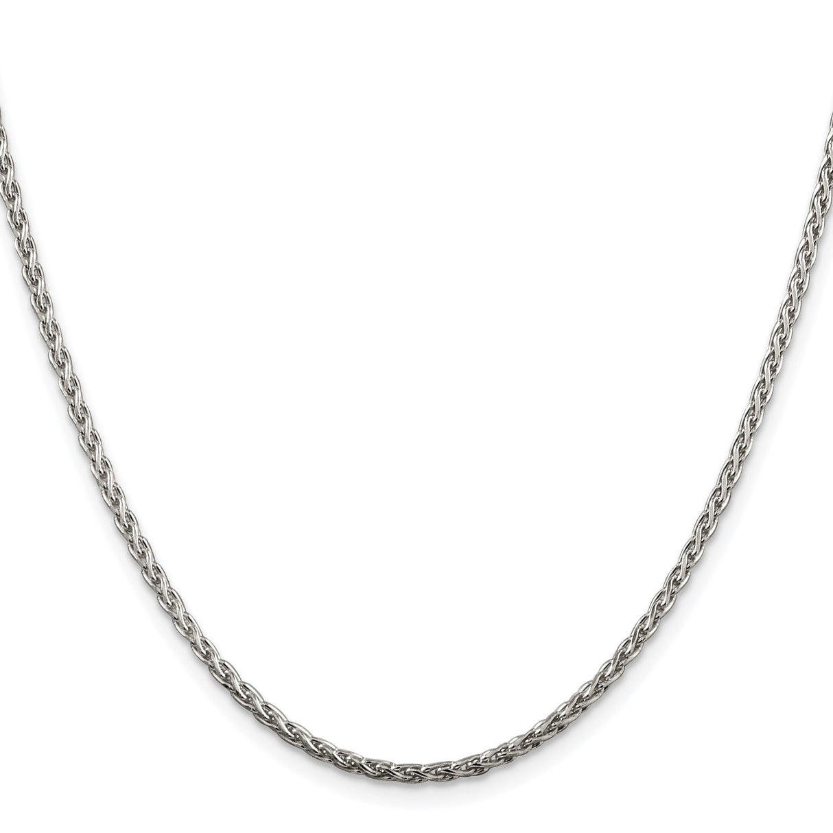925 White Gold 2 mm Polished Chain Necklace