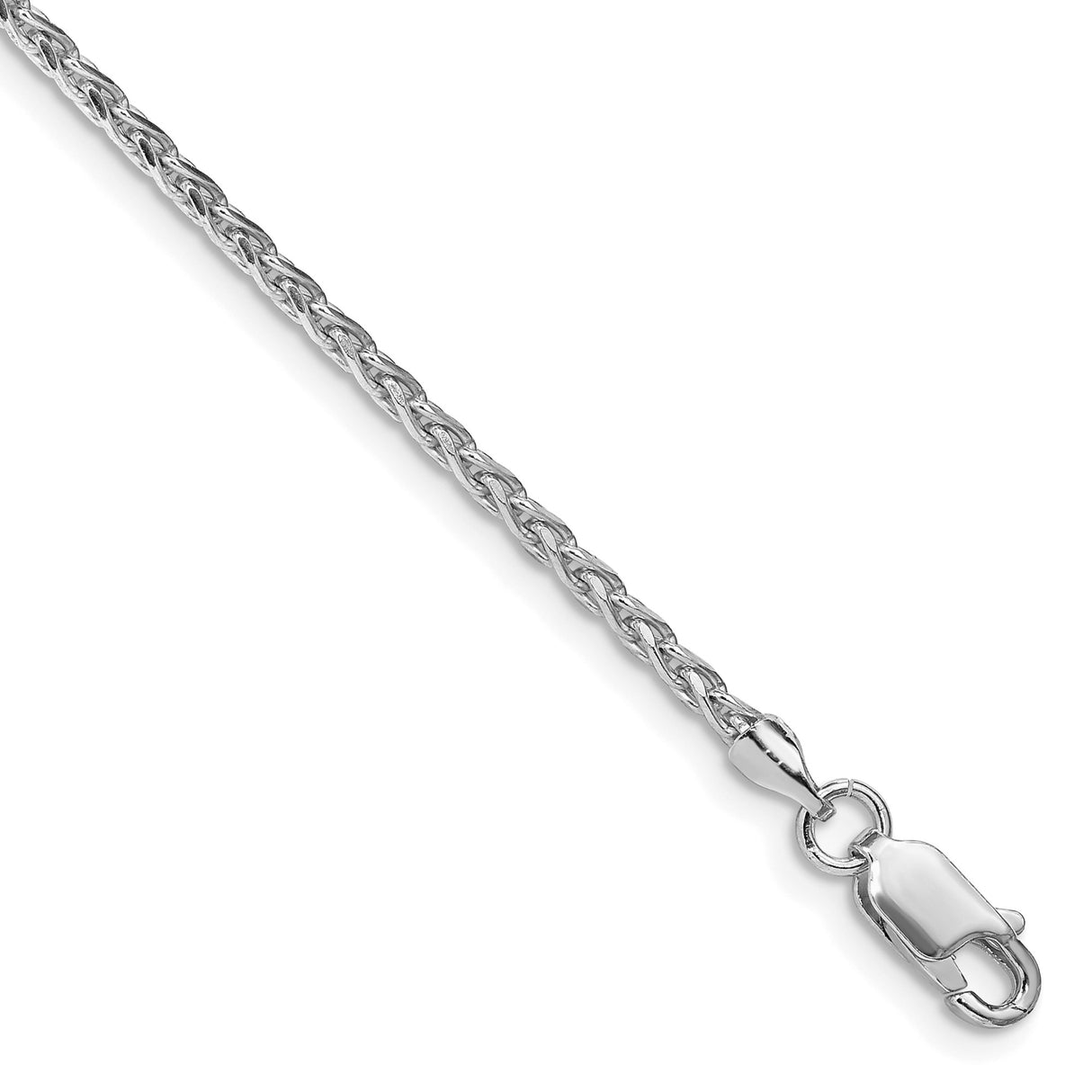 925 White Gold 2 mm Polished Chain Necklace detail view