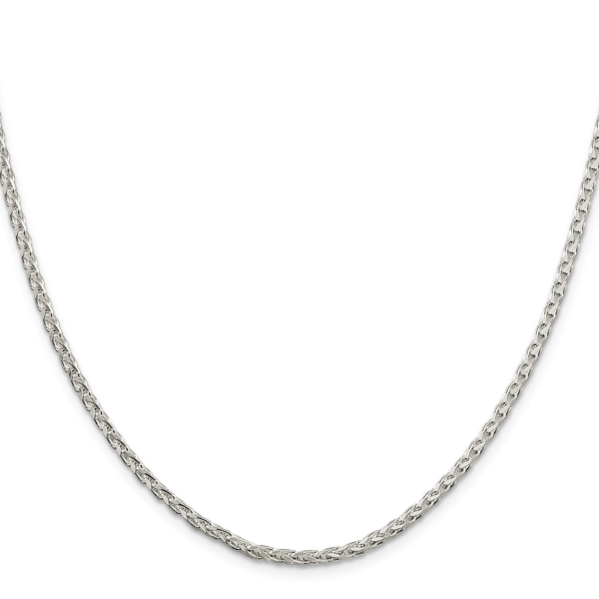 925 White Gold 2.75 mm Polished Chain Necklace, Solid
