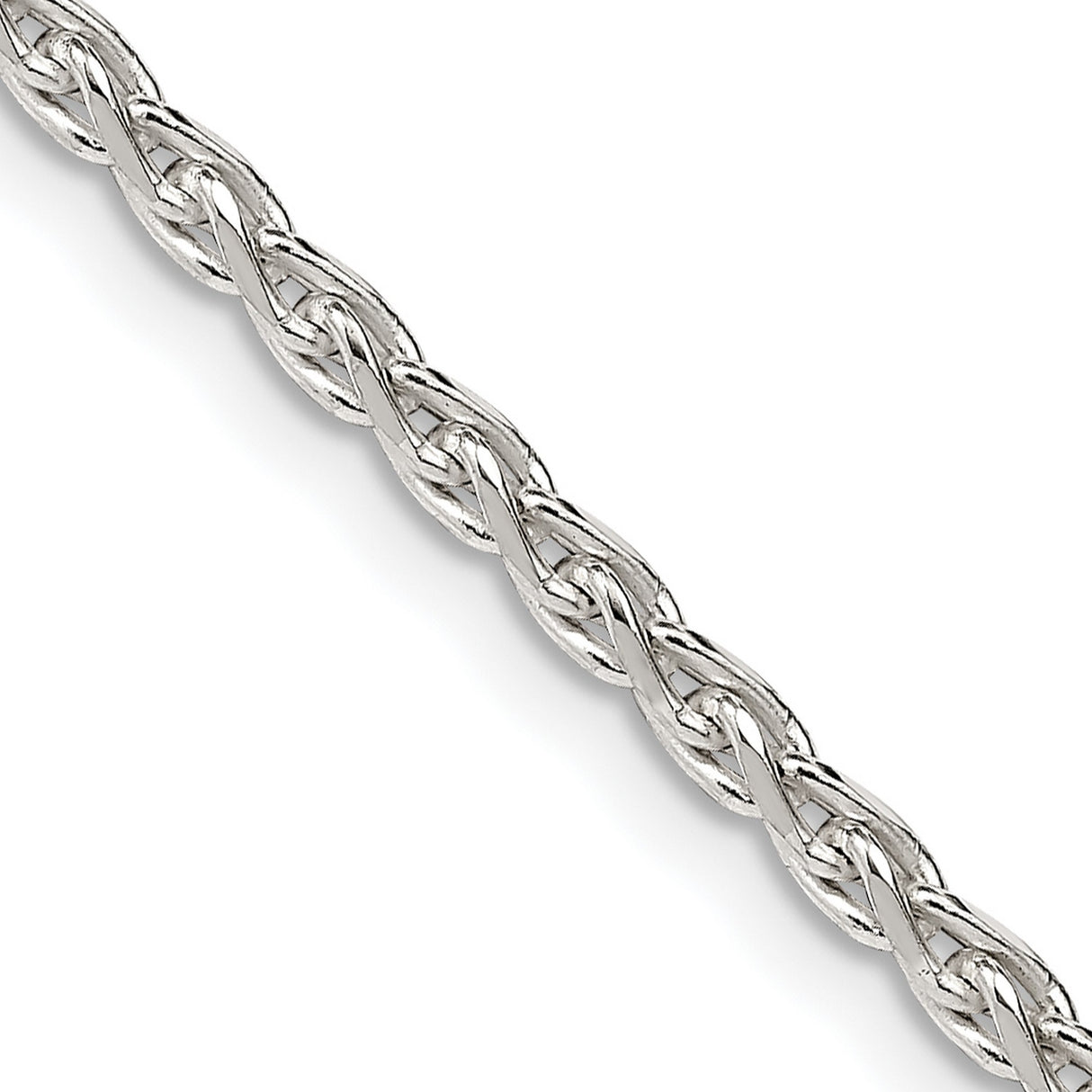 925 White Gold 2.75 mm Polished Chain Necklace, Solid detail view