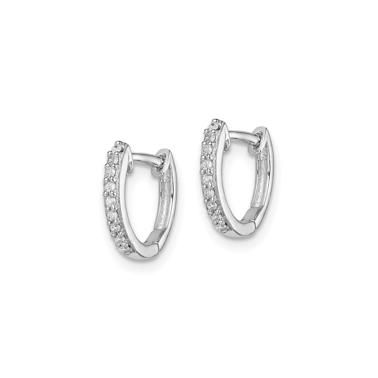 Sterling Silver Hoop Earrings with Diamond Accents, Small Pavé Huggie Style for Women
