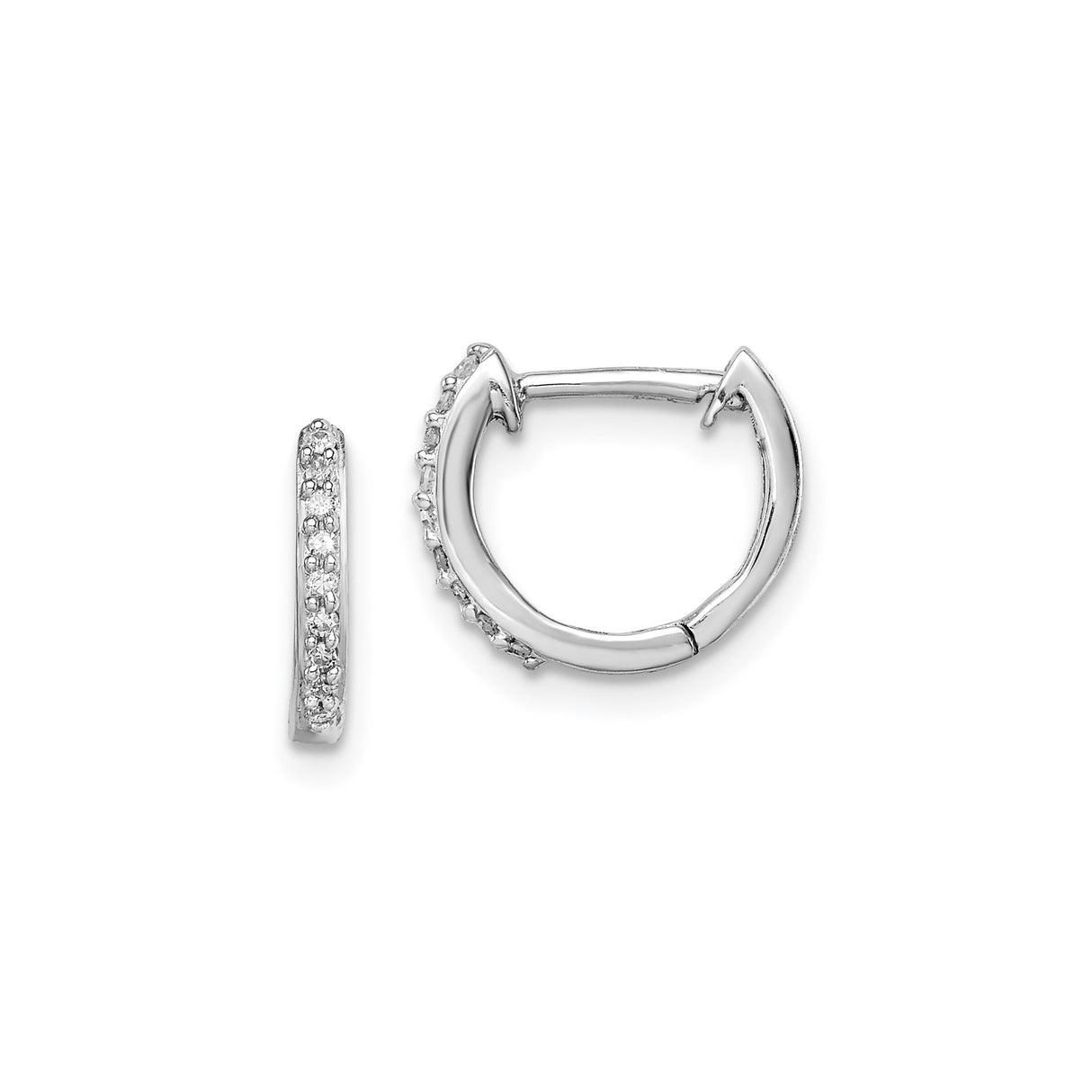 Sterling Silver Hoop Earrings with Diamond Accents, Small Pavé Huggie Style for Women