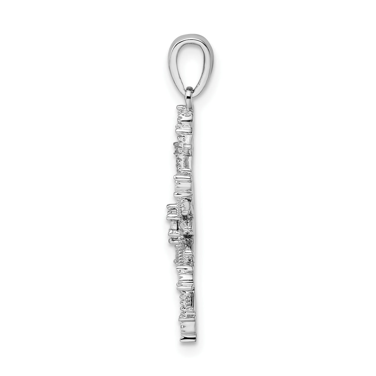 Sterling Silver Snowflake Pendant with Clear Diamond, Intricate Symmetrical Winter Design