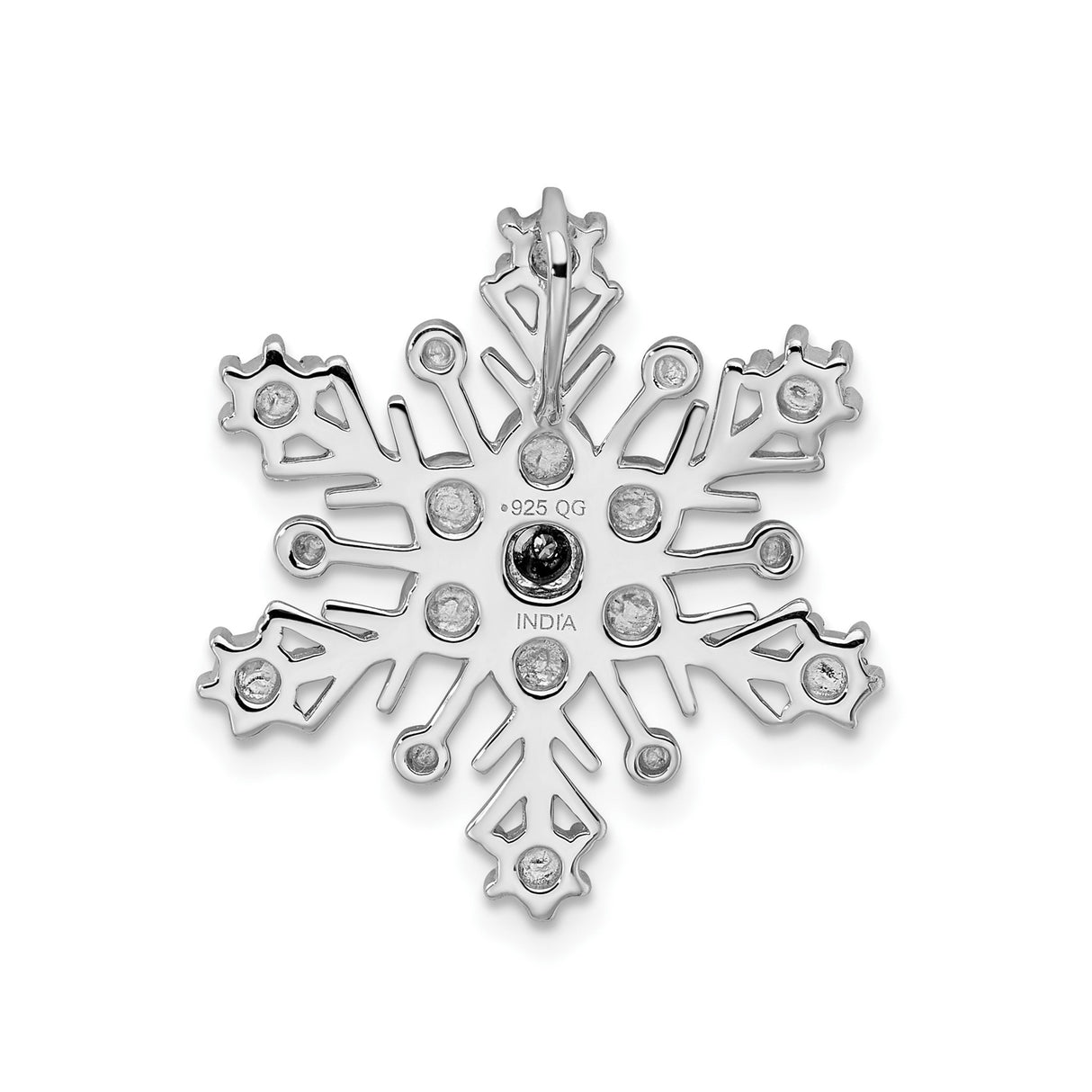 Sterling Silver Snowflake Starburst Pendant with Clear Diamond for Women