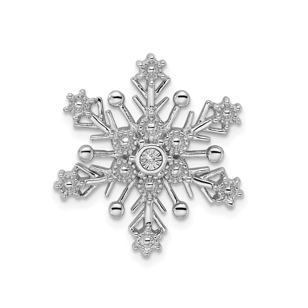 Sterling Silver Snowflake Starburst Pendant with Clear Diamond for Women