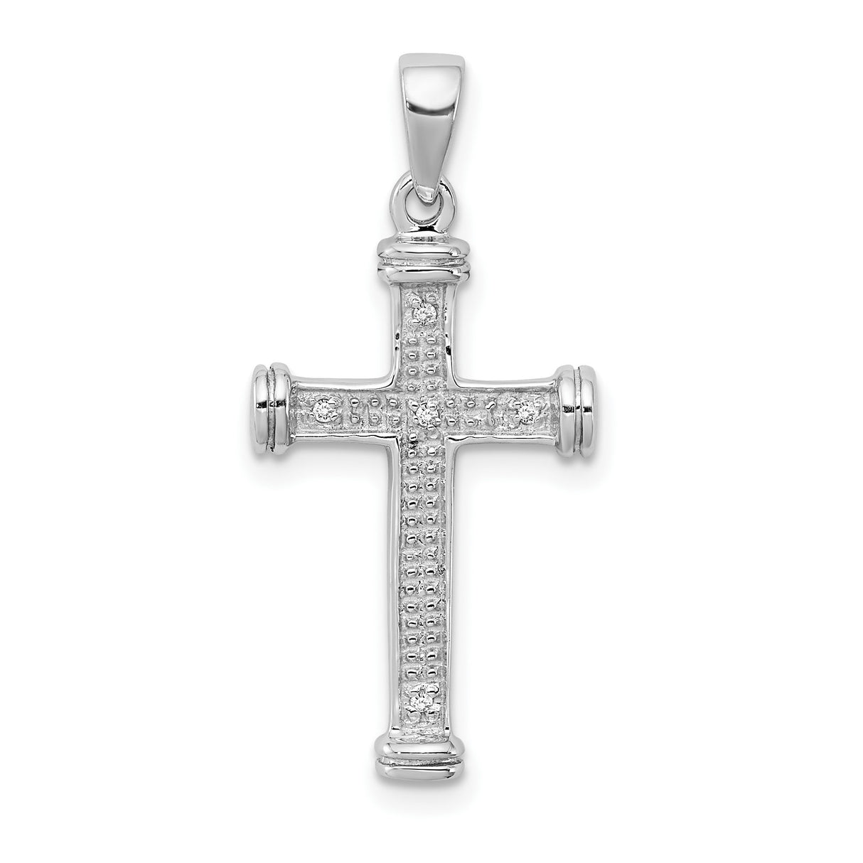 Sterling Silver Cross Pendant with Diamond Accent, Modern Faith Style