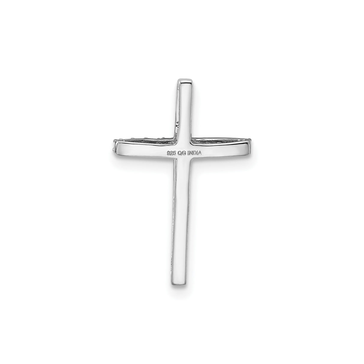 Sterling Silver Cross Pendant with Diamond Accents, High Polish Minimalist Design