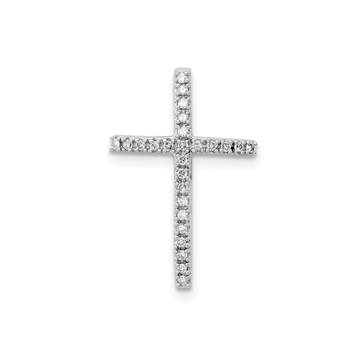 Sterling Silver Cross Pendant with Diamond Accents, High Polish Minimalist Design