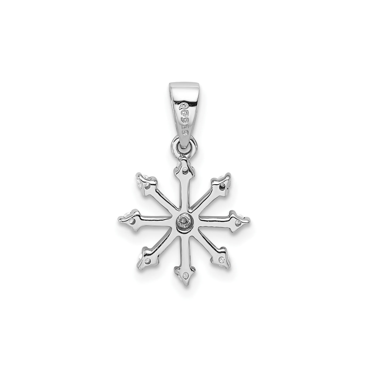 Sterling Silver Snowflake Pendant with Diamond and Cubic Zirconia Accents, Winter Holiday Jewelry
