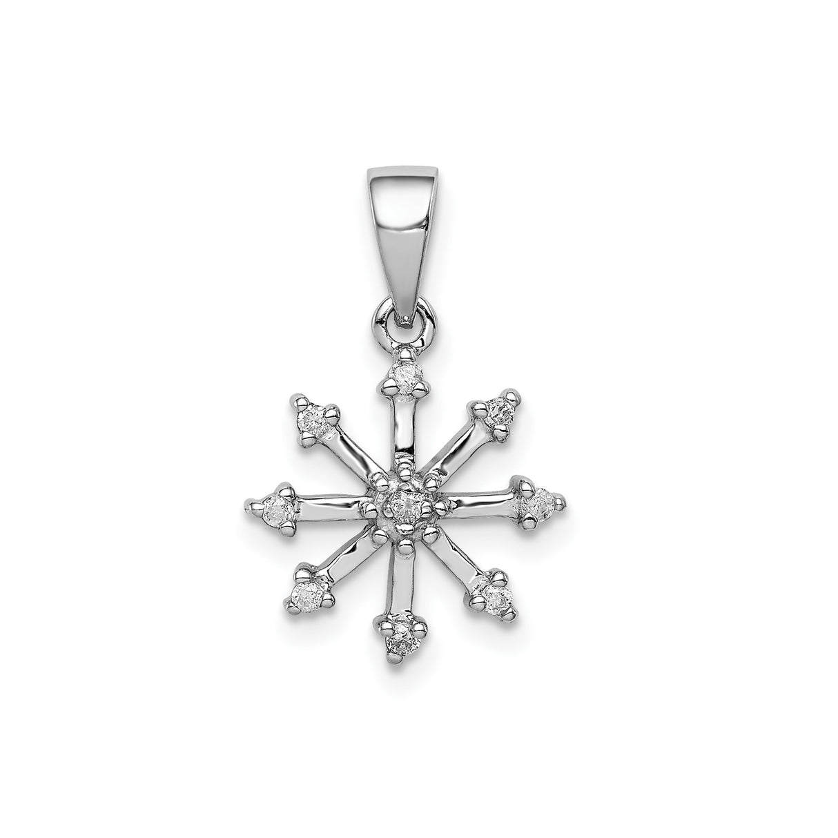 Sterling Silver Snowflake Pendant with Diamond and Cubic Zirconia Accents, Winter Holiday Jewelry