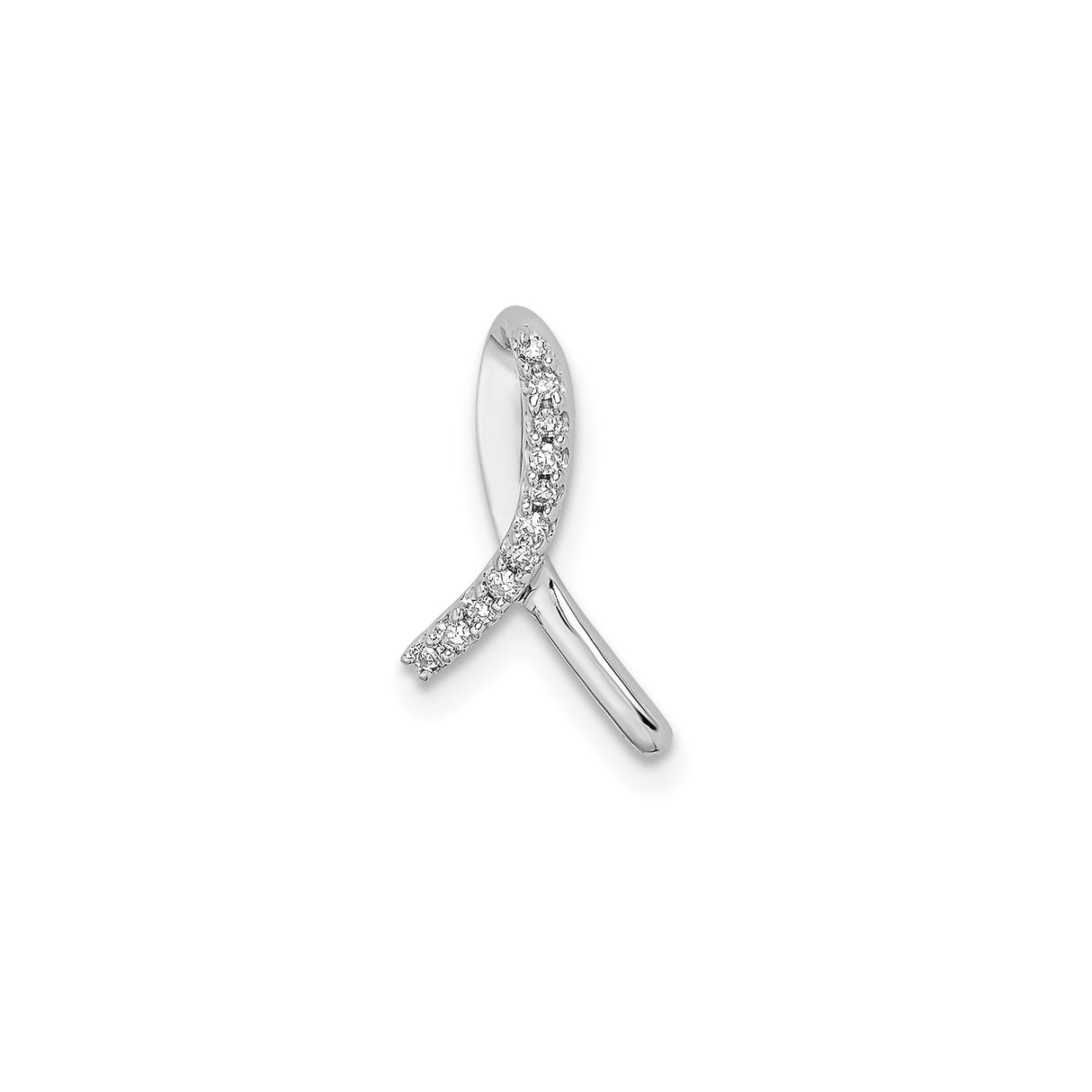 Sterling Silver Awareness Ribbon Pendant with Diamond Accents, Symbolic Jewelry for Women