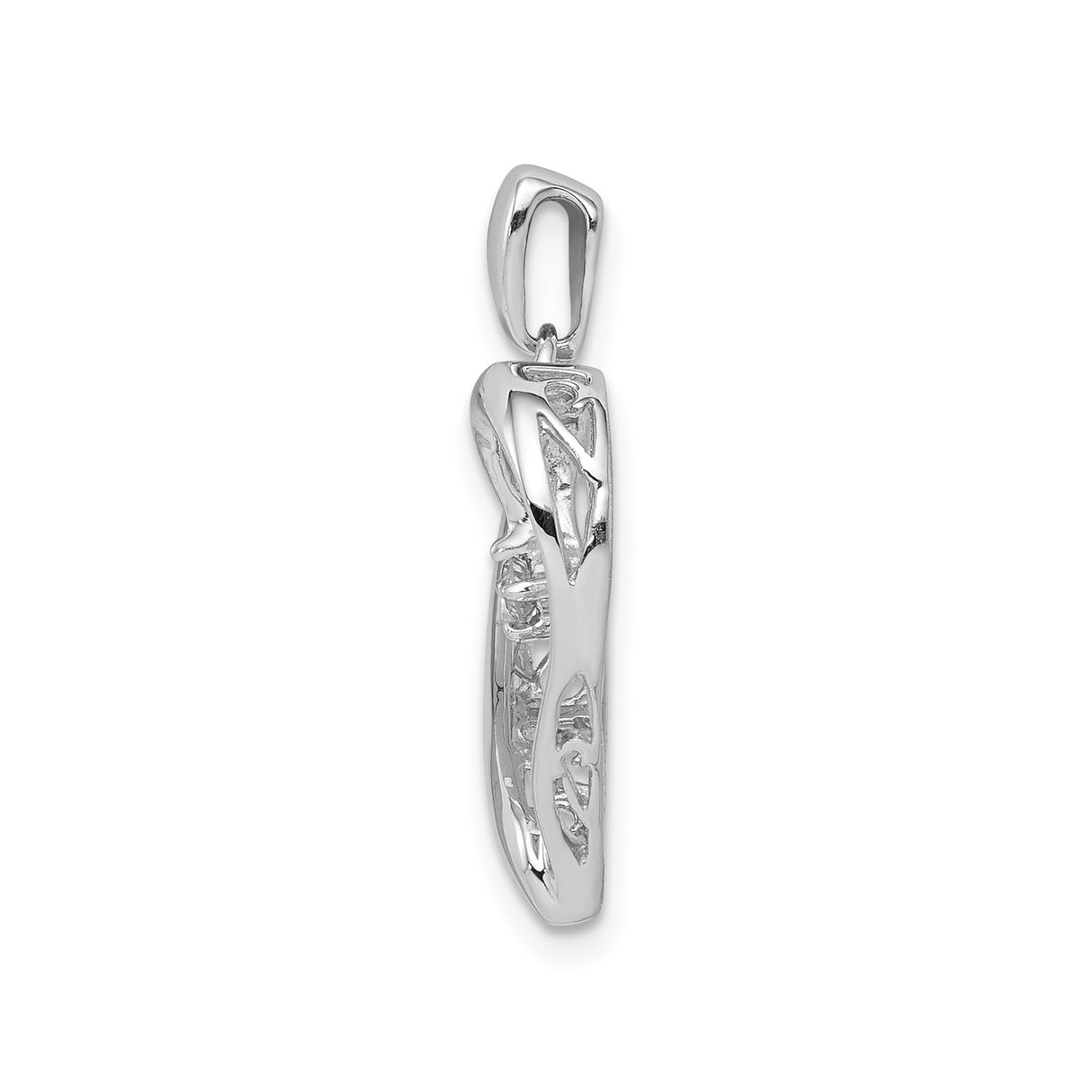Sterling Silver Heart Pendant with Diamond and Cubic Zirconia Center Stone