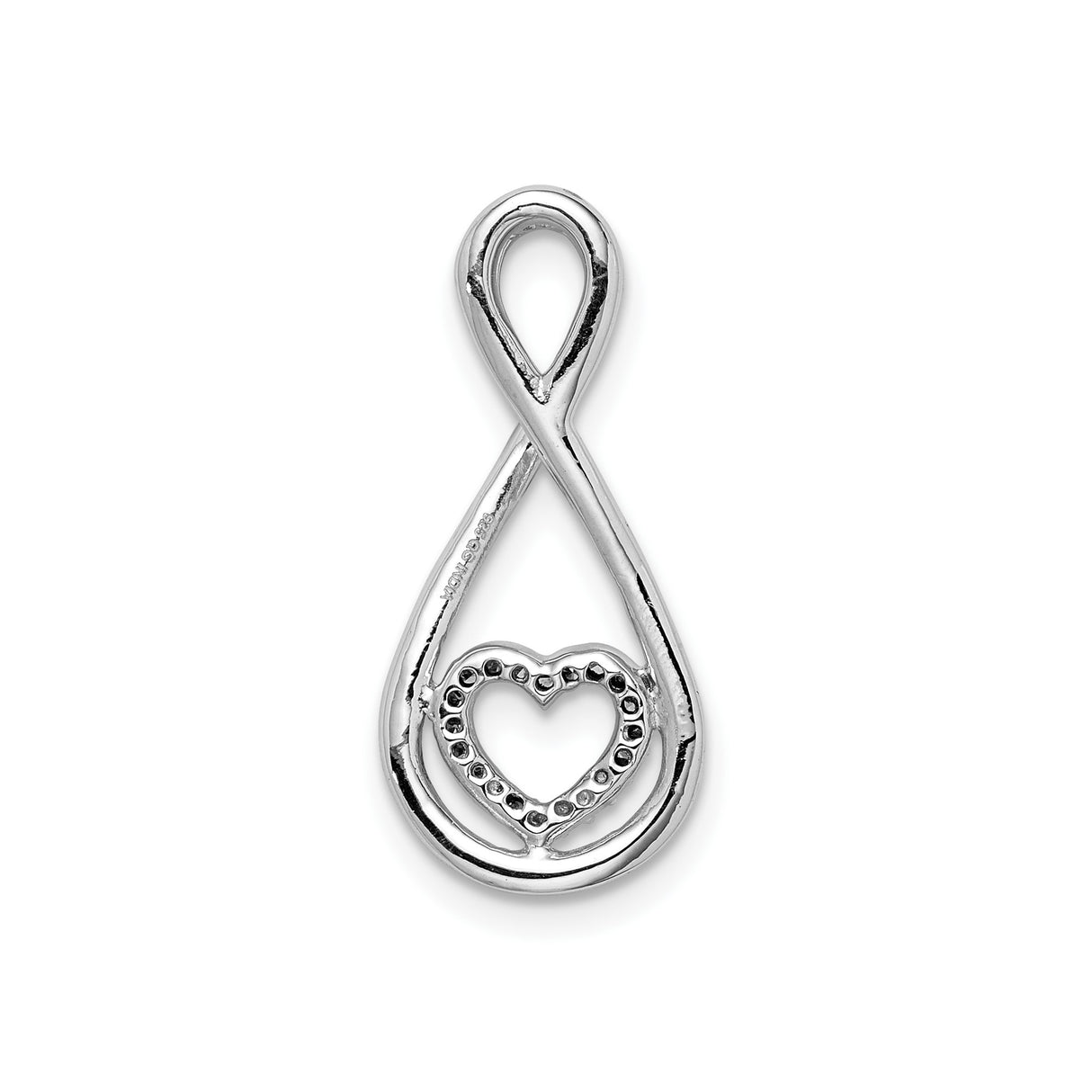 Sterling Silver Infinity Heart Pendant with Diamond and Cubic Zirconia Accents for Women