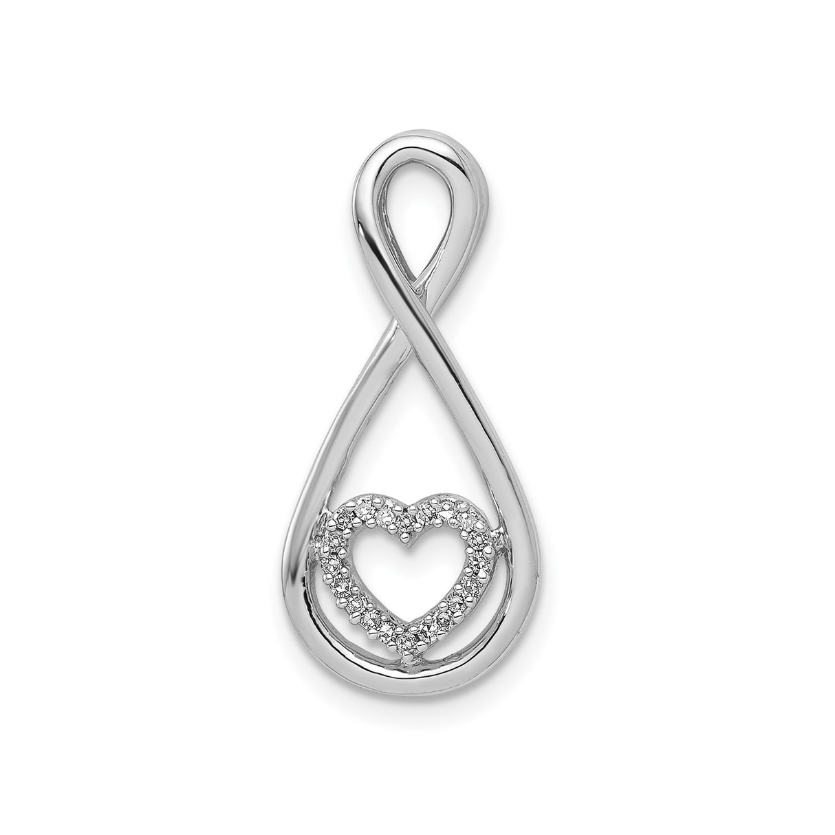 Sterling Silver Infinity Heart Pendant with Diamond and Cubic Zirconia Accents for Women