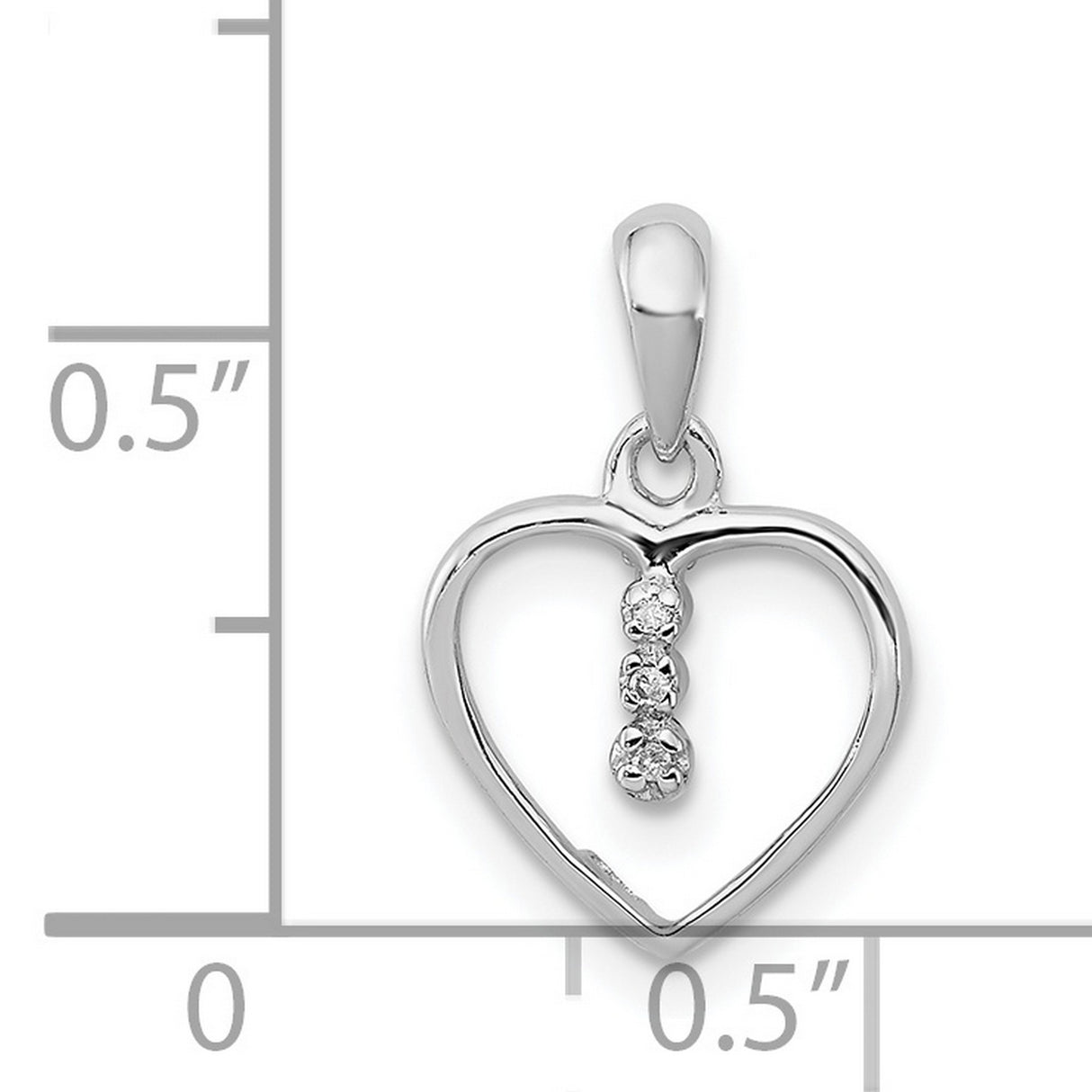 Diamond Rhodium Heart Charm Pendant in Real 925 Sterling Silver