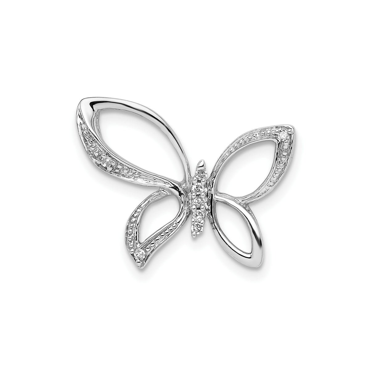 Sterling Silver Butterfly Pendant with Diamond, Openwork Wings and Nature-Inspired Design for Women