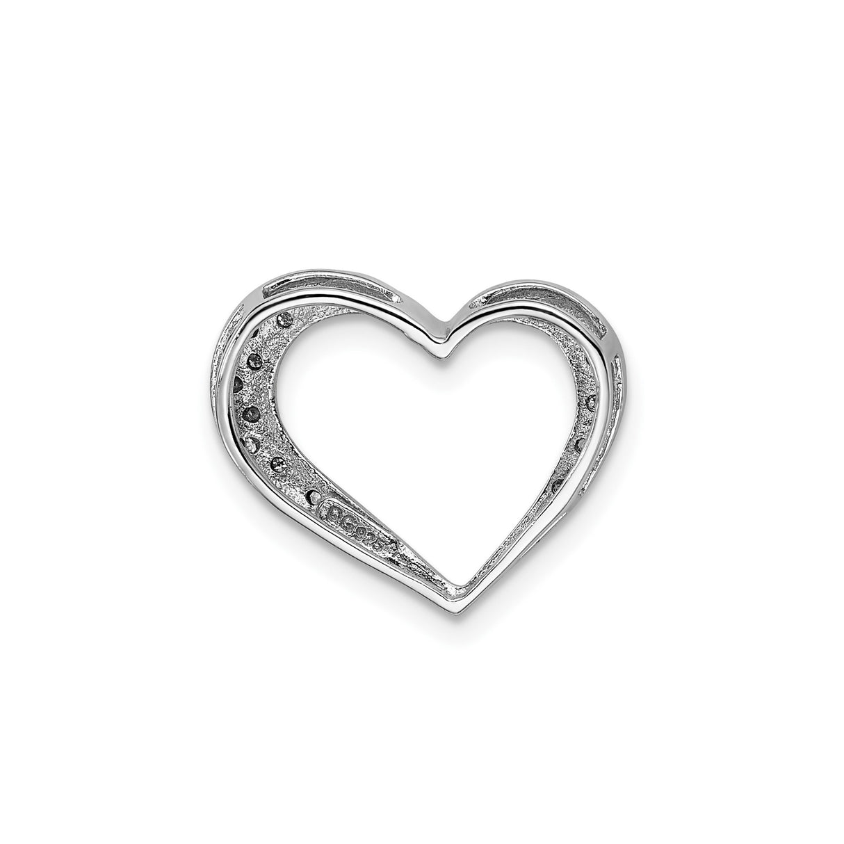 Sterling Silver Heart Pendant with Diamond Accents, Open Heart Design for Women