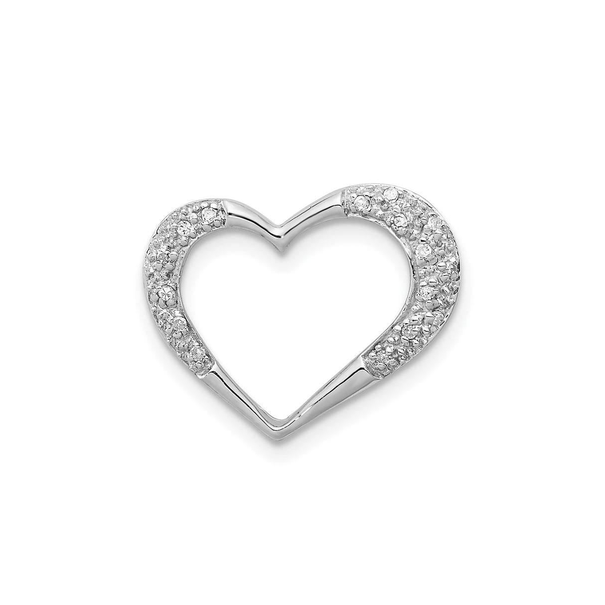 Sterling Silver Heart Pendant with Diamond Accents, Open Heart Design for Women