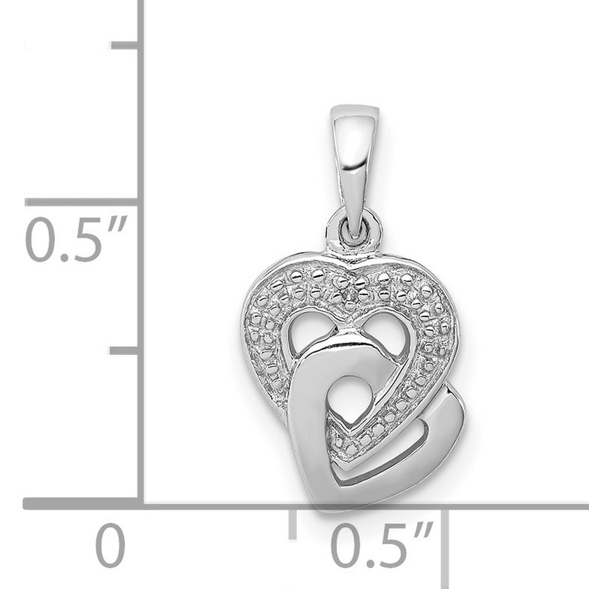 Sterling Silver Double Heart Pendant with Diamond, Romantic Intertwined Design for Women