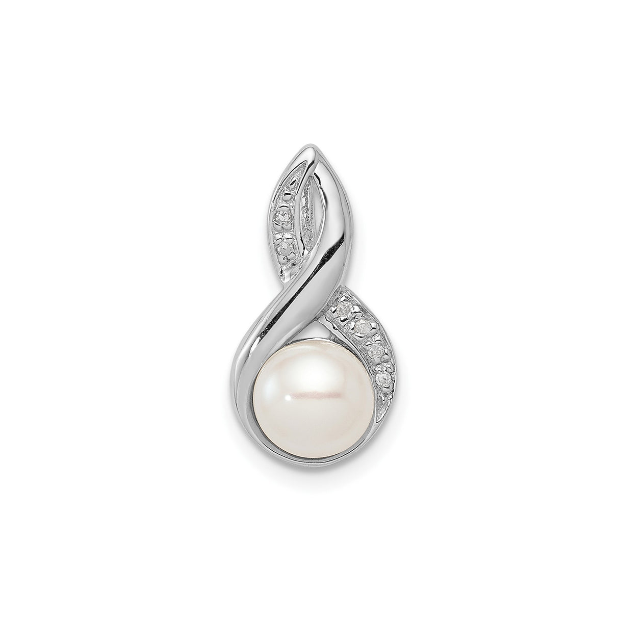 Sterling Silver Infinity Pendant with White Pearl and Cubic Zirconia Accents