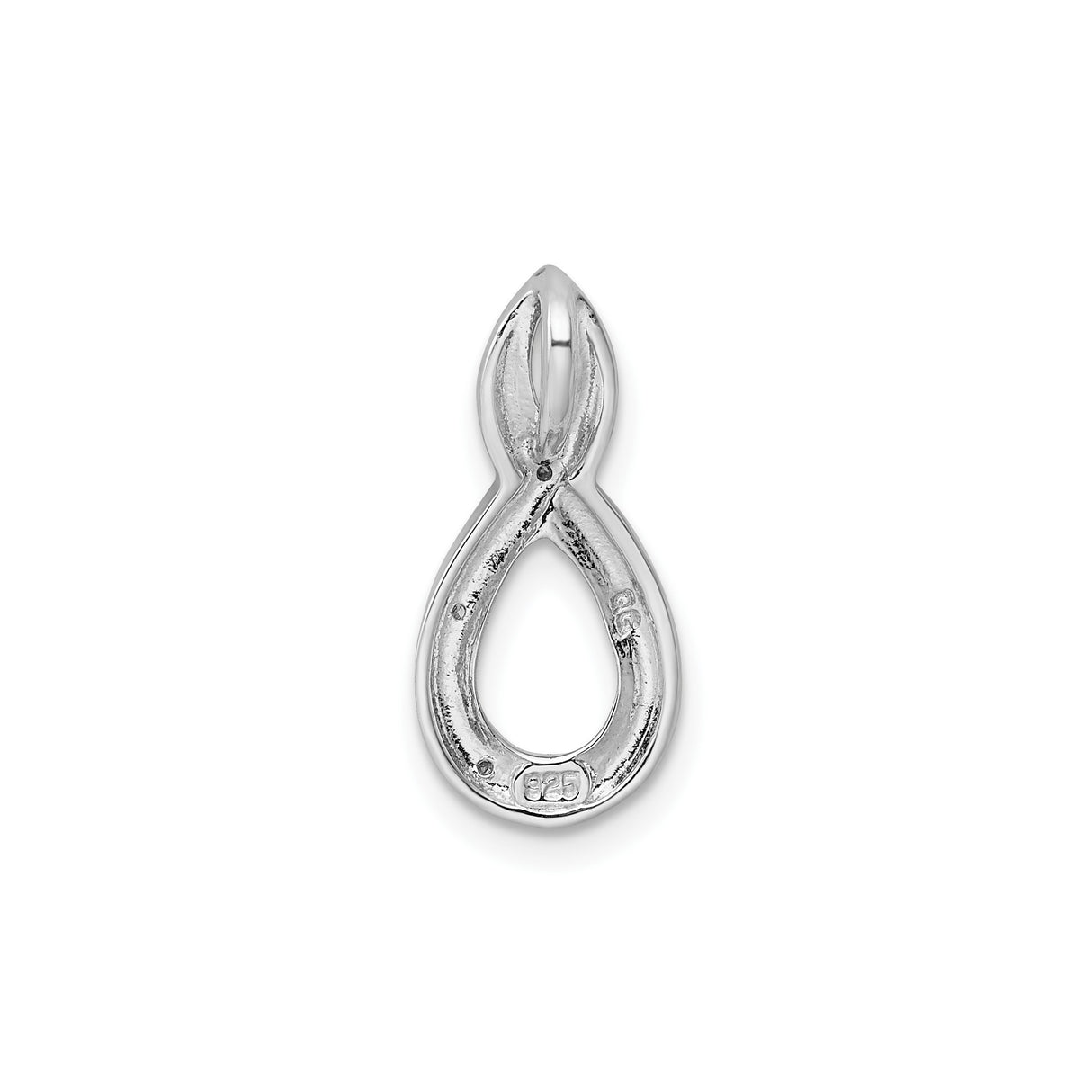 Sterling Silver Infinity Pendant with Diamonds Accents, Polished and Textured Design