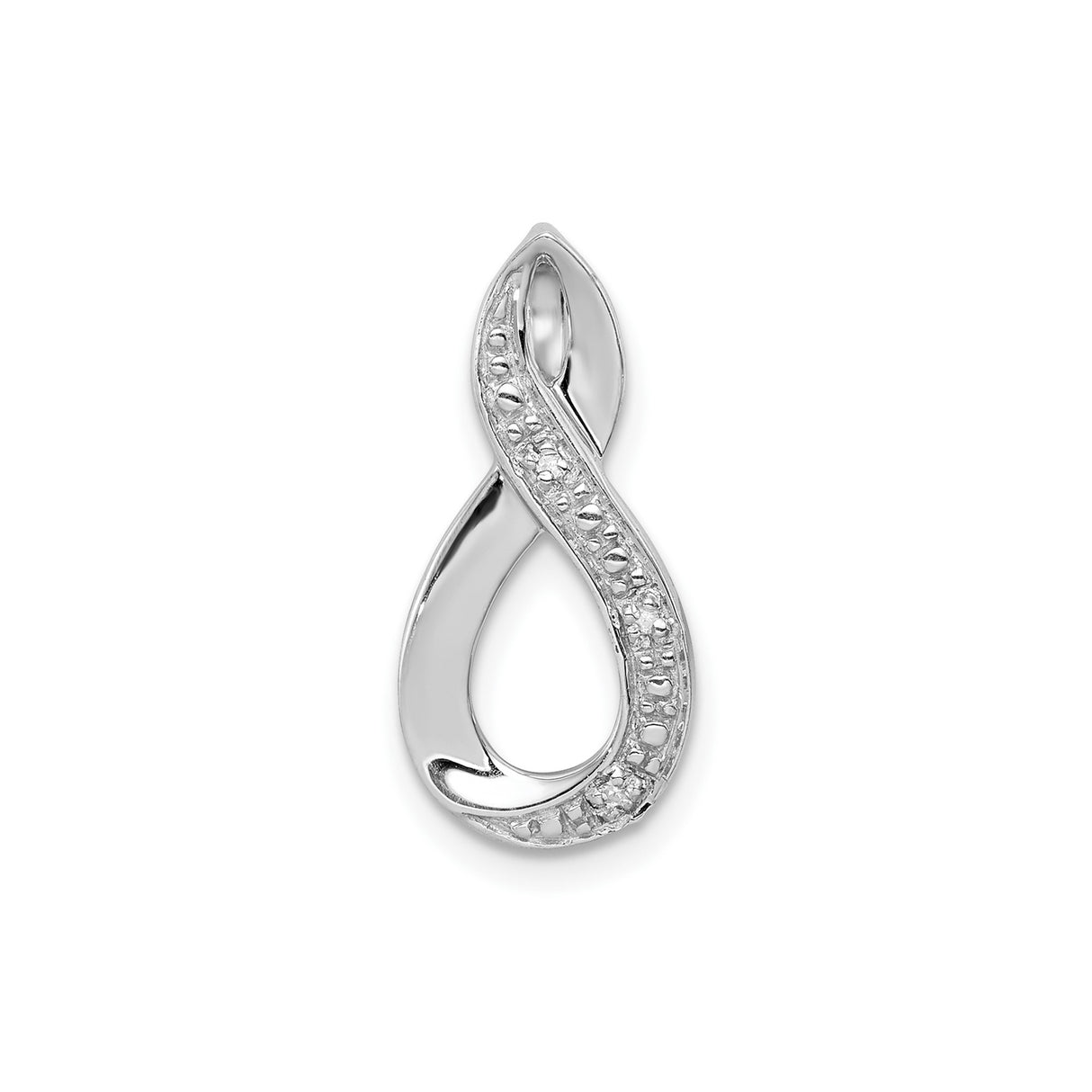 Sterling Silver Infinity Pendant with Cubic Zirconia Accents, Polished and Textured Design