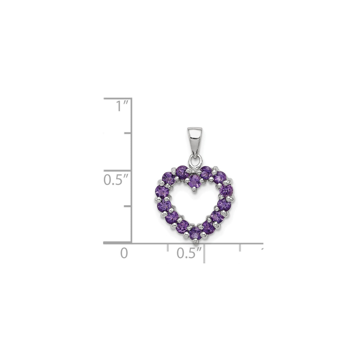 Sterling Silver Heart Pendant with Amethyst Gemstone, Open Romantic Design for Women