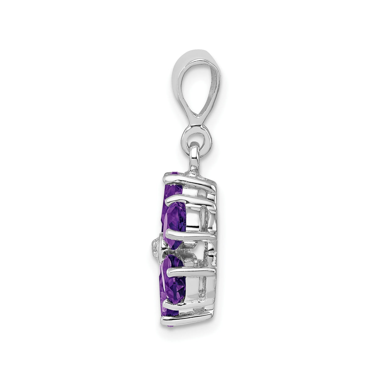 Sterling Silver Flower Pendant with Amethyst and Diamond, Botanical Design for Women
