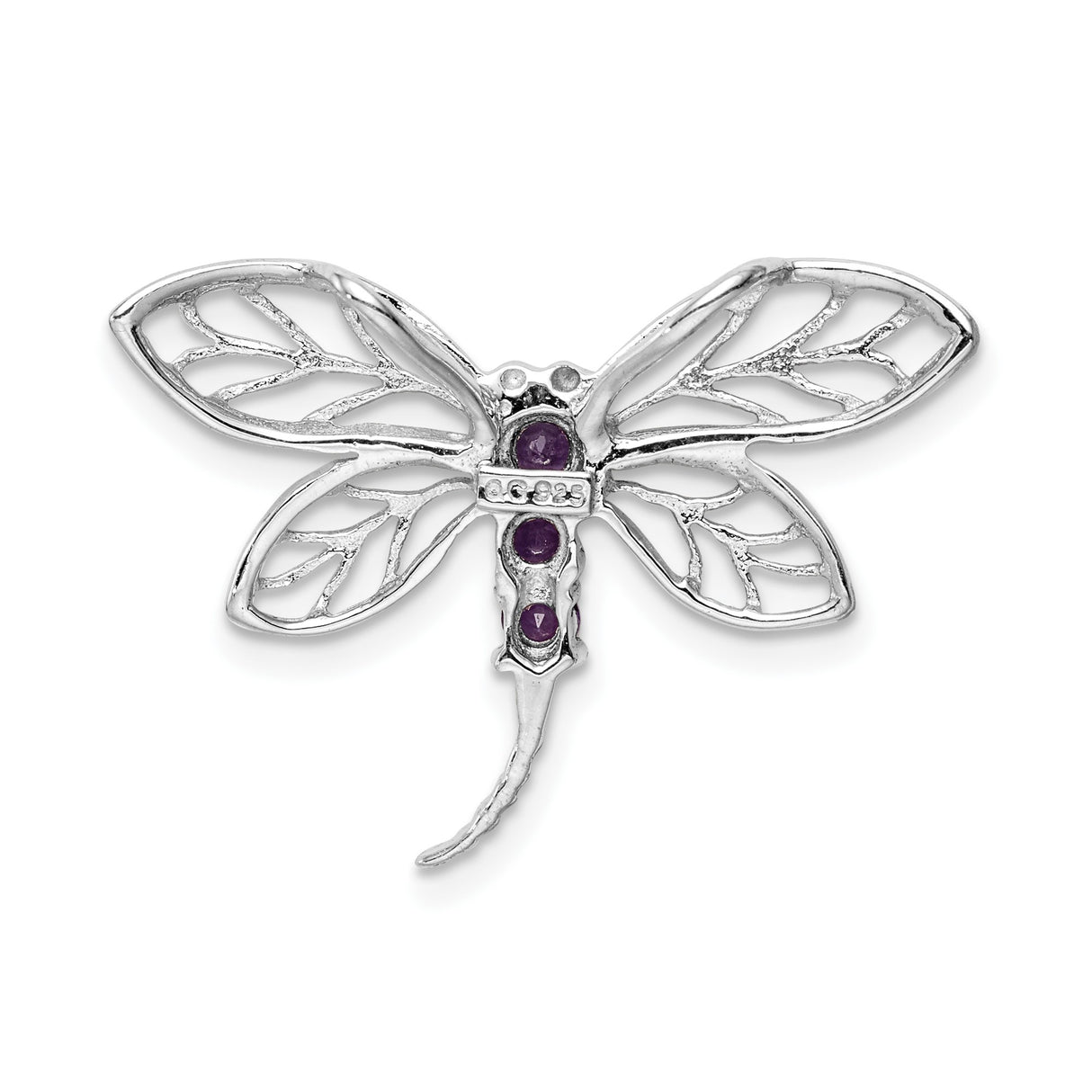 Sterling Silver Dragonfly Brooch with Amethyst and Openwork Wings