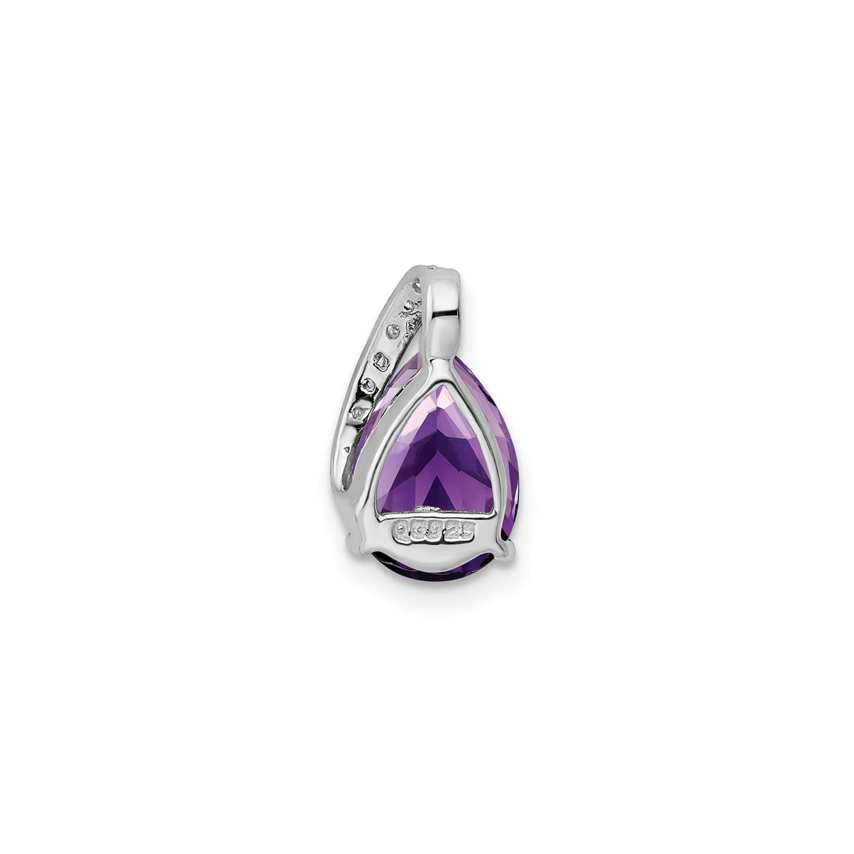 Sterling Silver Teardrop Pendant with Amethyst and Diamond Accents, February Birthstone Jewelry